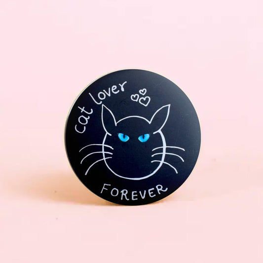 Blue Eyes Cat Lover Badge+Magnet