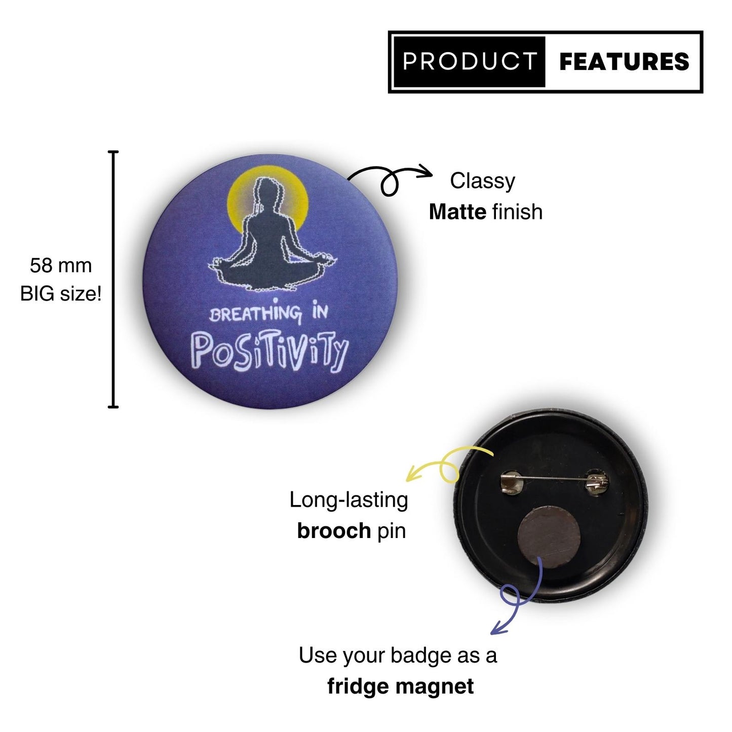 Breathing in POSTIVITY - Badge+Magnet